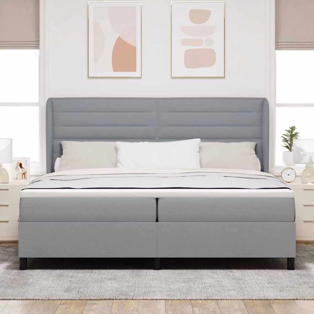 Letto a molle con materasso vidaXL in tessuto Grigio chiaro L/P/H: 200 x 200 x 128 cm