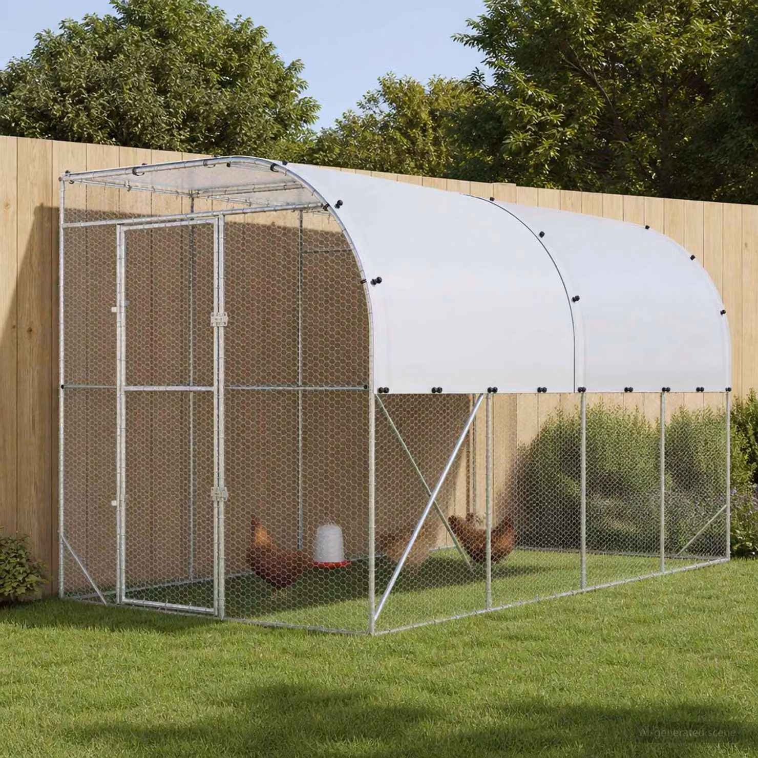 vidaXL Gabbia per Polli Contro il Muro Argento 600 x 150 x 215 cm