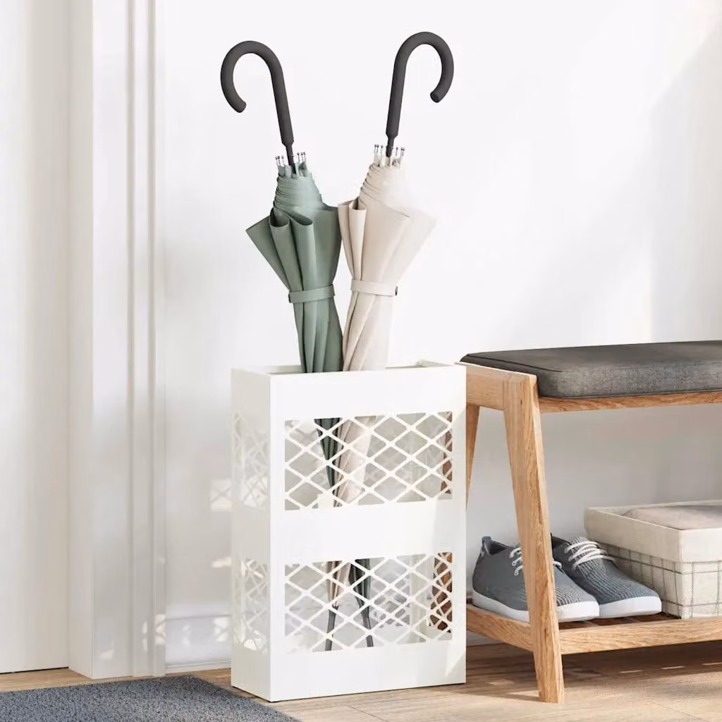 Stand per ombrelli da pioggia vidaXL in metallo bianco L: 28 cm, P: 12 cm, H: 41 cm