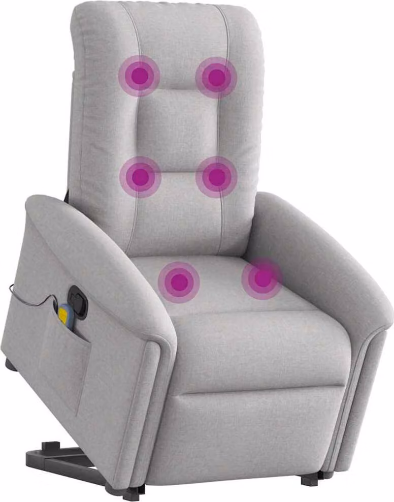 Poltrona Alzapersona Massaggi Reclinabile Grigio Nuvola Tessuto