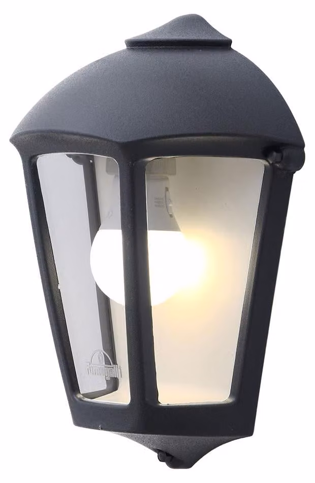 Applique Fabio 1xE27 IP55 L.21 x P.11,5 x H.29 cm in resina nera