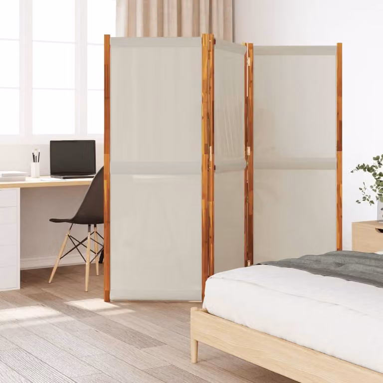 Divisorio a 3 Pannelli vidaXL in Legno di Acacia Oliato Grigio H: 180 cm, L: 180 cm