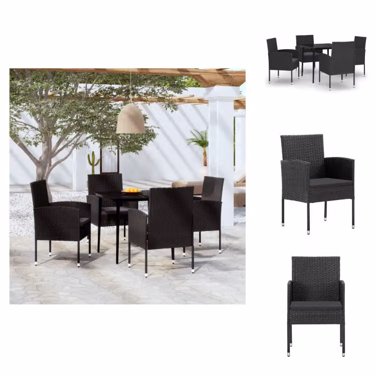 vidaXL Set da pranzo da giardino 5 pezzi nero - Set di mobili da giardino