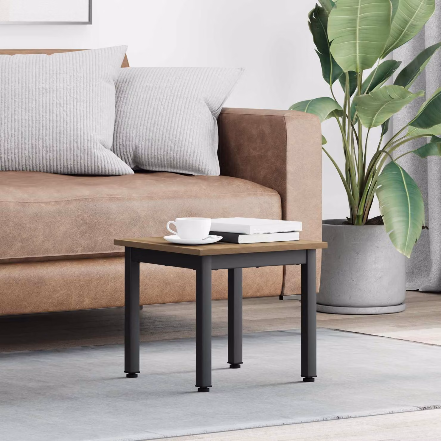vidaXL Tavolino da salotto moderno in legno e metallo marrone L/P/H: 40 x 40 x 36 cm