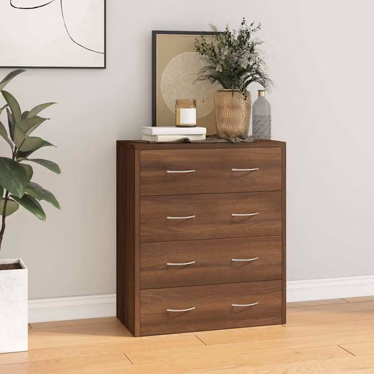 Credenza con 4 Cassetti vidaXL in Rovere Marrone L: 60 cm, P: 30,5 cm, H: 71 cm
