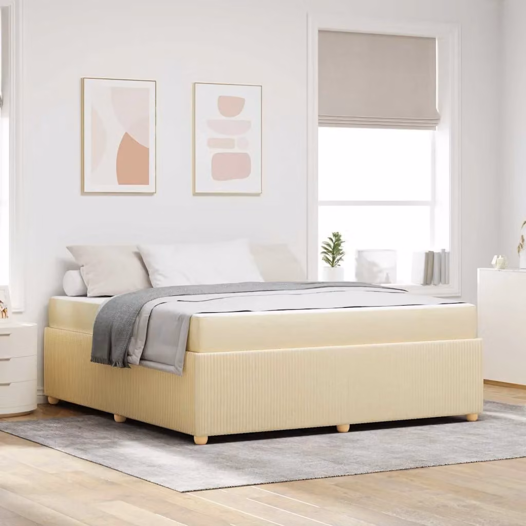 Struttura del letto imbottita vidaXL in tessuto beige L 180 x P 200 cm