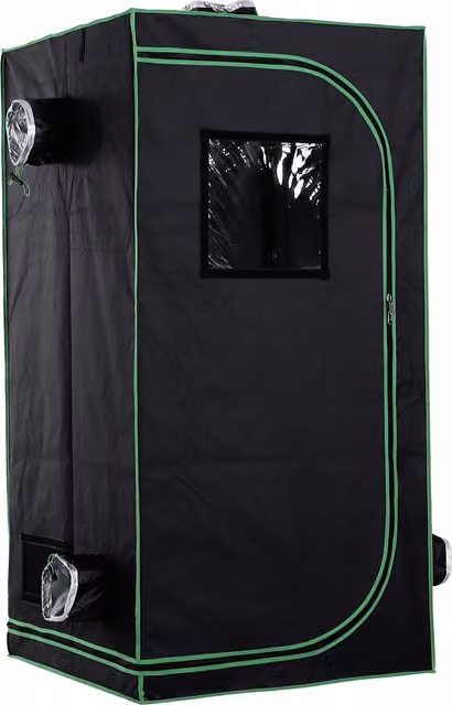 Tenda da coltivazione Outsunny per idroponica in Mylar e Oxford 600D, colore nero, L 80 cm x P 80 cm x H 160 cm – 1