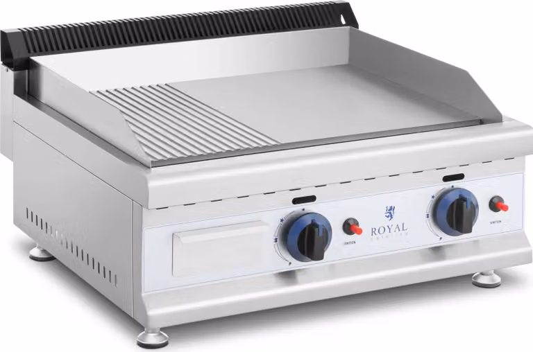 Expondo Royal Catering Griglia a gas doppia - 60 x 40 cm - liscia/scanalata - 2 x 3.100 W - gas naturale - 20 mbar