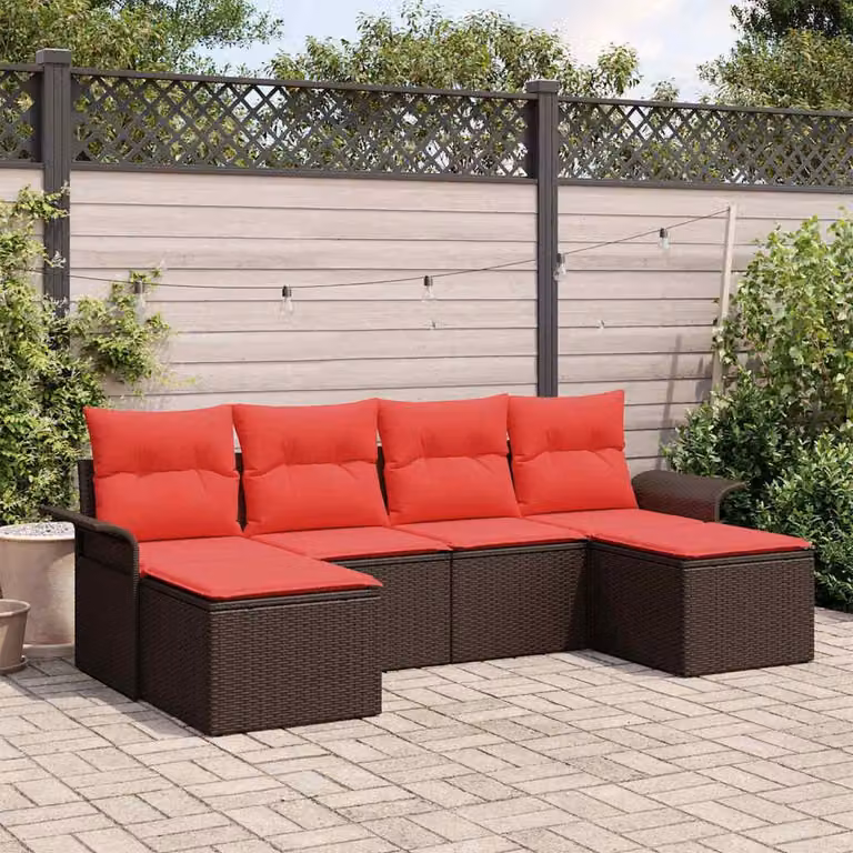 Maison Exclusive - Set da giardino con divano a 6 posti, color marrone, in rattan sintetico