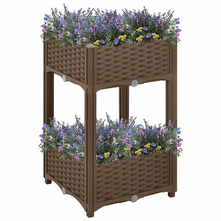 Fioriera Rialzata vidaXL in Polipropilene Marrone L/P/H: 40 x 40 x 71 cm