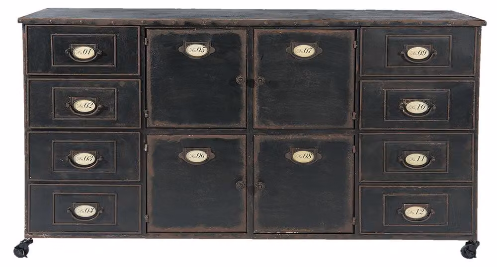 Cassettiera Clayre & Eef 152x44x86 cm Ferro marrone