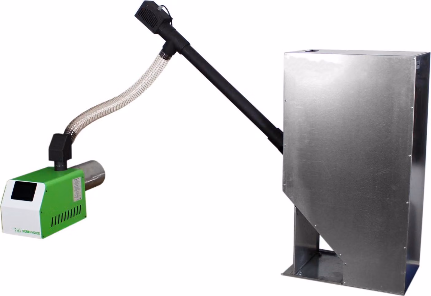Set di bruciatori a pellet Robin, da 8 a 35 kW, con serbatoio pellet da 300 L