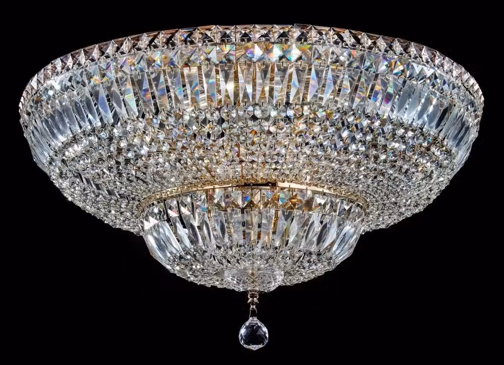 Lampadario a sospensione Maytoni Basfor in cristallo e metallo oro, 16 x E14, L: 60.5 cm, P: 60.5 cm, H: 60 cm – 2