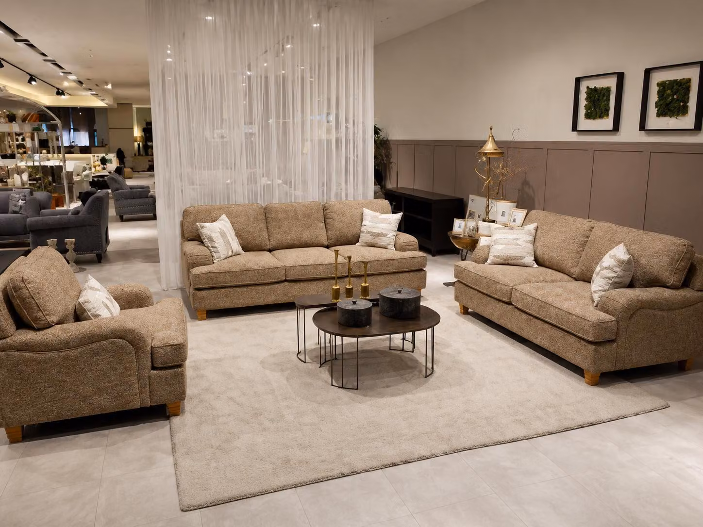 Braunes Sofa set 3-Sitzer Sofa 2-Sitzer Sofa Sessel Wohnzimmer Bequem Weich
