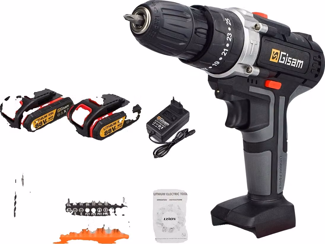 trapano a percussione a batteria da 21 V, 2 batterie incluse, set di punte da 29 pezzi, scatola con 2 batterie