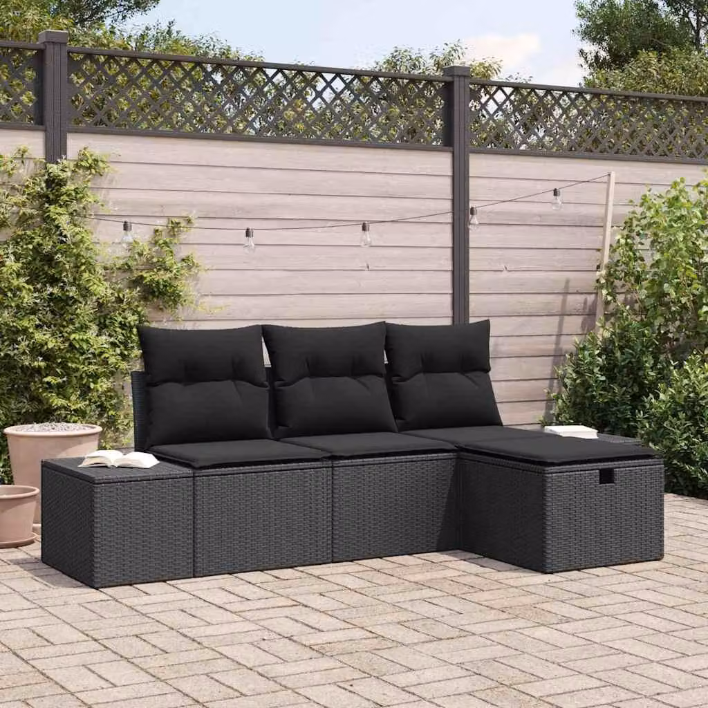 Maison Exclusive - Set da giardino composto da 4 pezzi, divano in rattan sintetico