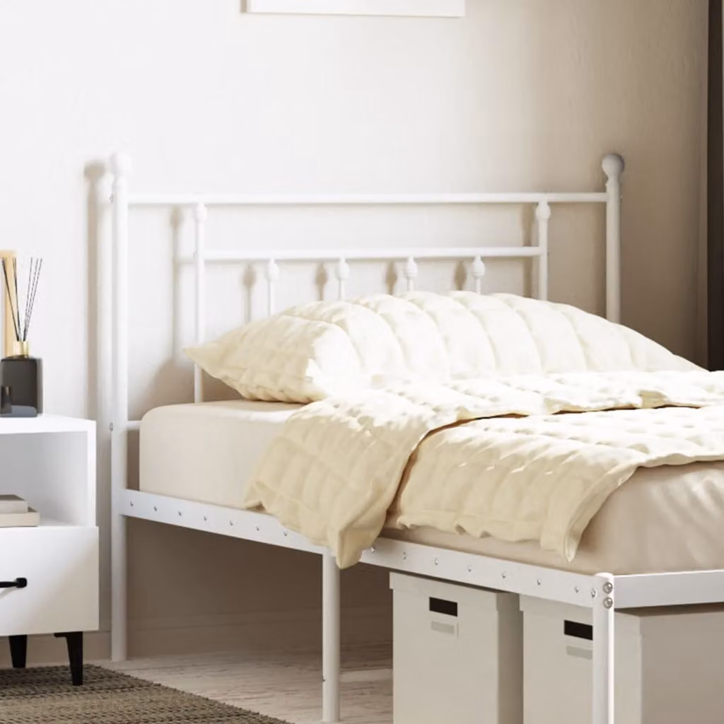Testiera di ricambio in metallo vidaXL in stile classico, colore bianco laccato, Larghezza: 112 cm