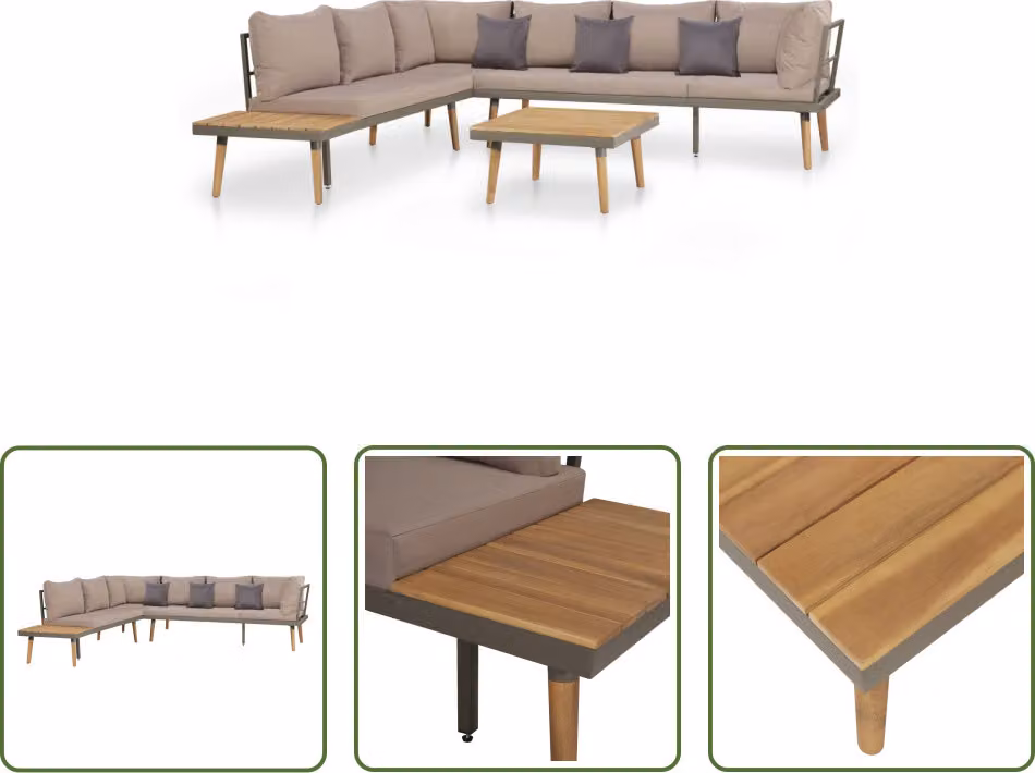 The Living Store Set salotto da giardino 4 pezzi con cuscini in legno massiccio marrone acacia