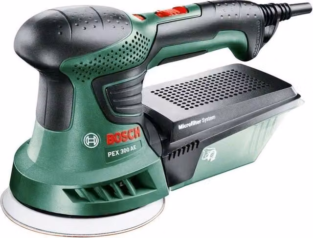 Bosch PEX 300 AE Levigatrice orbitale con velocità regolabile e sistema microfiltro, Nero Verde – 1