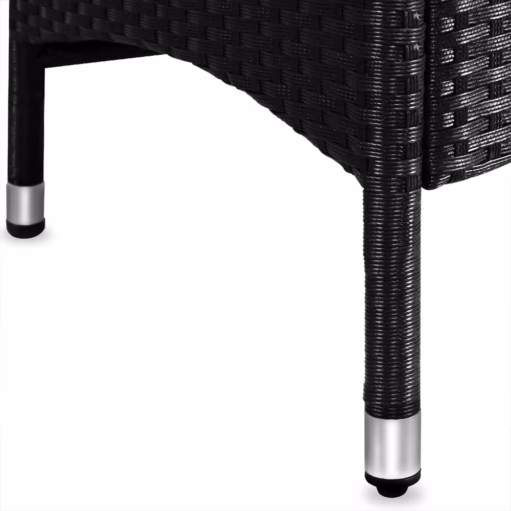 Set di 2 sedie da giardino Casaria in polyrattan e legno di acacia nere con braccioli e cuscini inclusi – 4