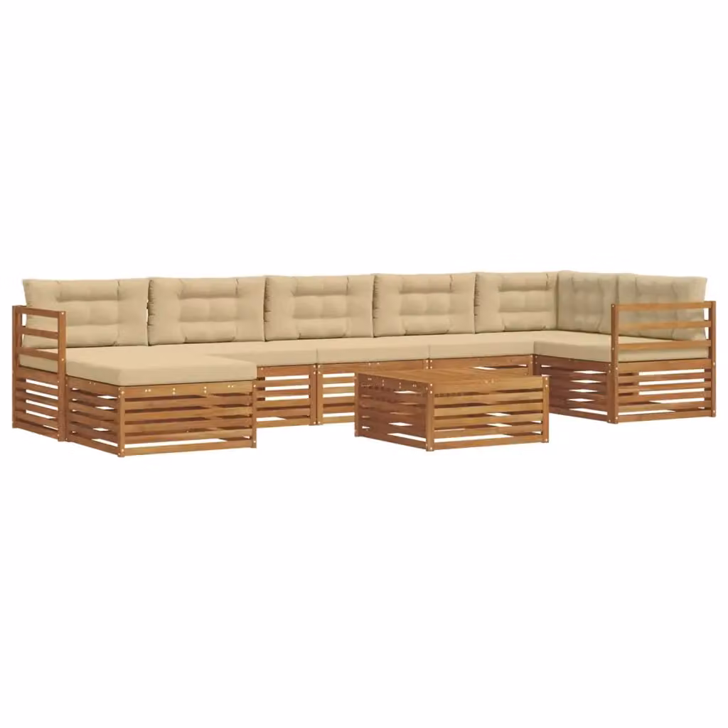 Set di divani da esterno vidaXL 8 pz in legno di acacia con cuscini beige e marrone – 2