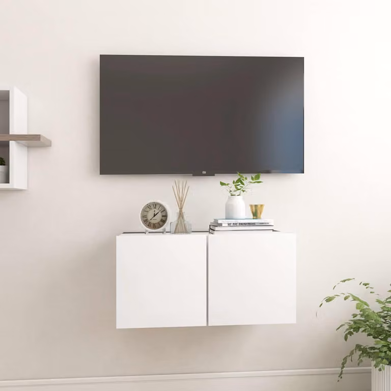 vidaXL Mobile Porta TV Pensile Moderno in MDF Bianco L 60 cm x P 30 cm x H 30 cm