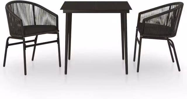 Set Mobili da Pranzo per Giardino 3 pz | Set Salotto da Giardino Nero