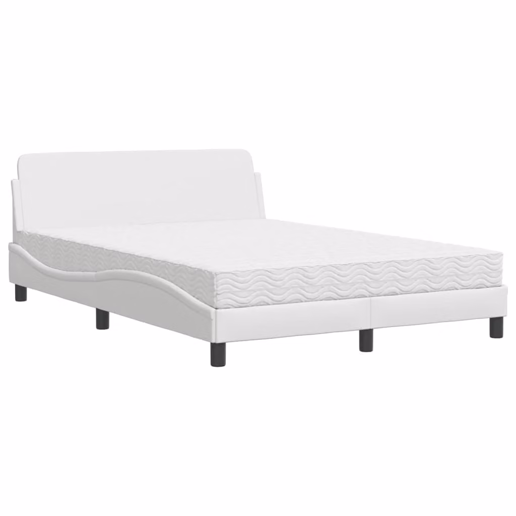 Letto con Materasso Dover Bianco 140x190 cm in Pelle finta
