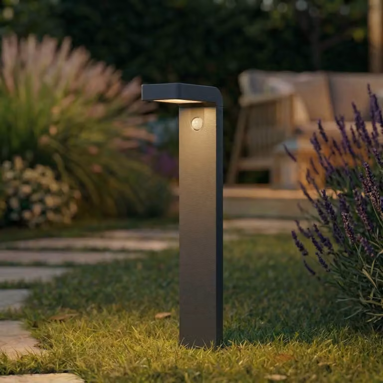 Prios Lampione a LED solare Aurino, nero, 75 cm, sensore Aurino PRIOS, Nero, Alluminio