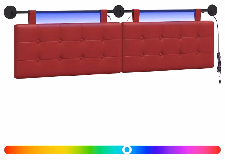 Testiera sospesa Con luce LED Rosso Vino Pelle finta