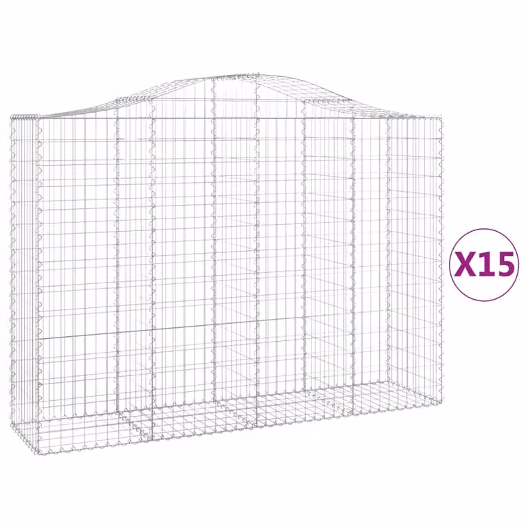 Cesti Gabbioni ad Arco 15 pz 200x50x140/160 cm Ferro Zincato