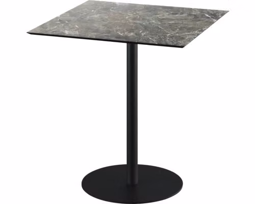 Urban - Tavolo da terrazzo, struttura nera + piano in HPL effetto marmo Galaxy, 70x70 cm, 1 pezzo