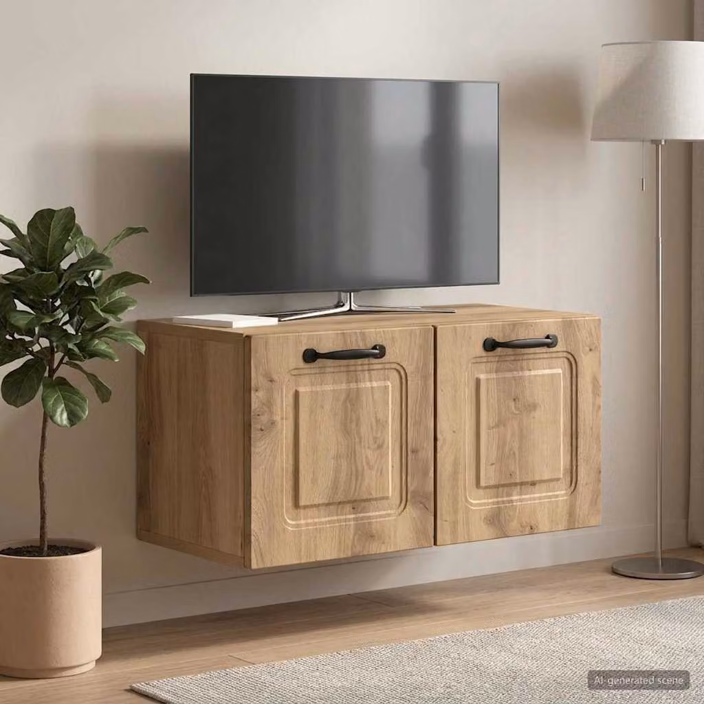 vidaXL Mobile Porta TV da Muro in Rovere Artigianale, Marrone, L: 59,5 cm, P: 31 cm, H: 30 cm
