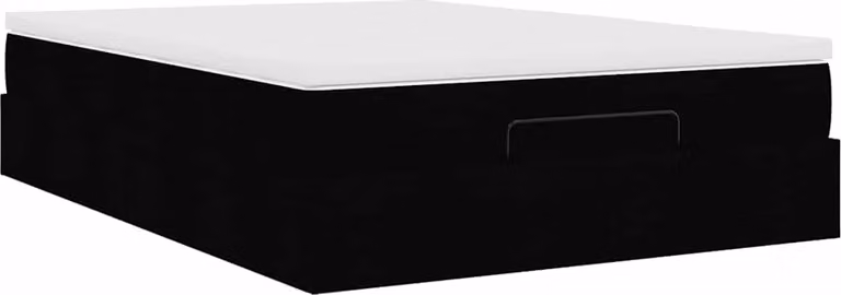 Struttura Letto Pouf con Materasso Nero 140x190 cm Pelle finta