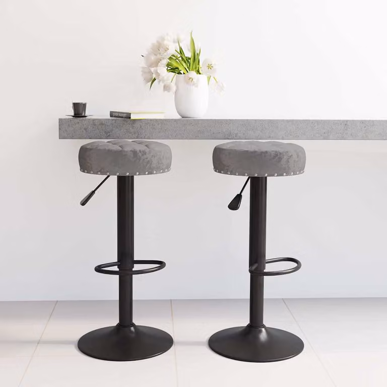 Set di 2 sedie da bar vidaXL in velluto grigio scuro con base girevole a 360 gradi