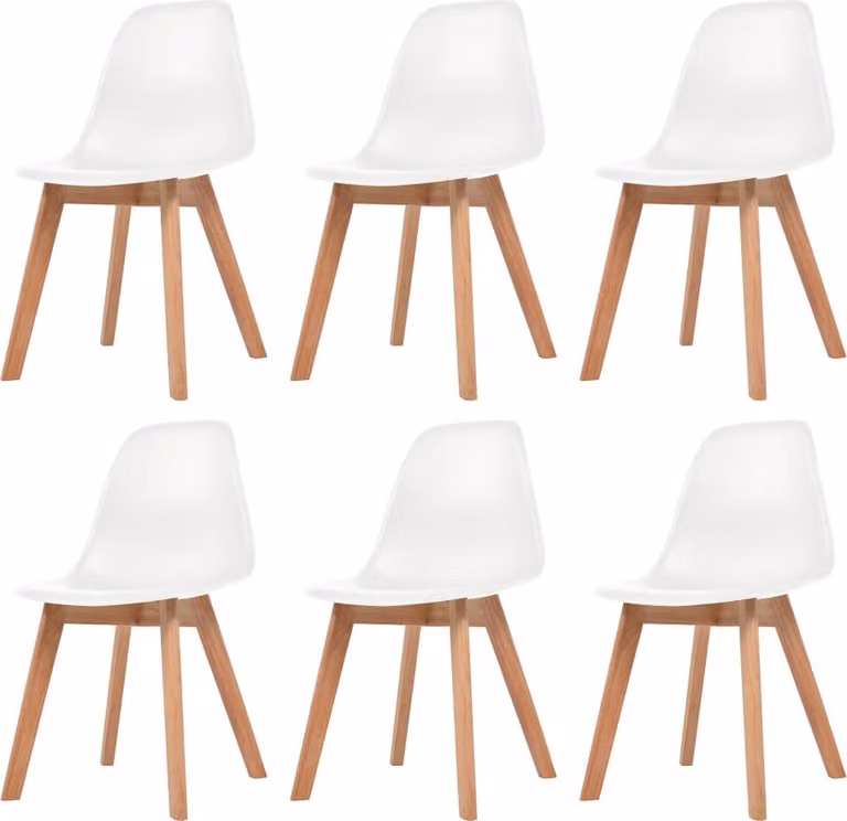 The Living Store Sedie da pranzo 6 pz. Plastica bianca