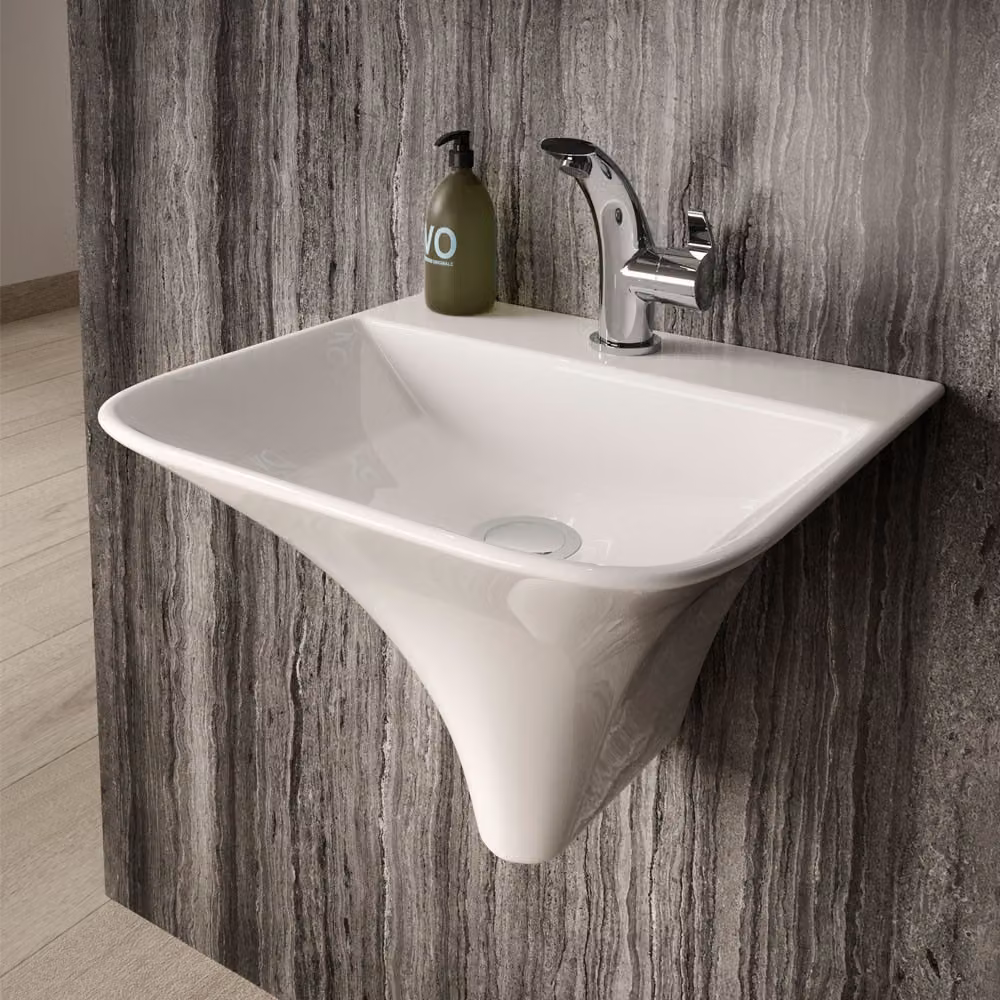 Lavabo Sospeso Moderno Bianco 460 X 415mm 1 Foro
