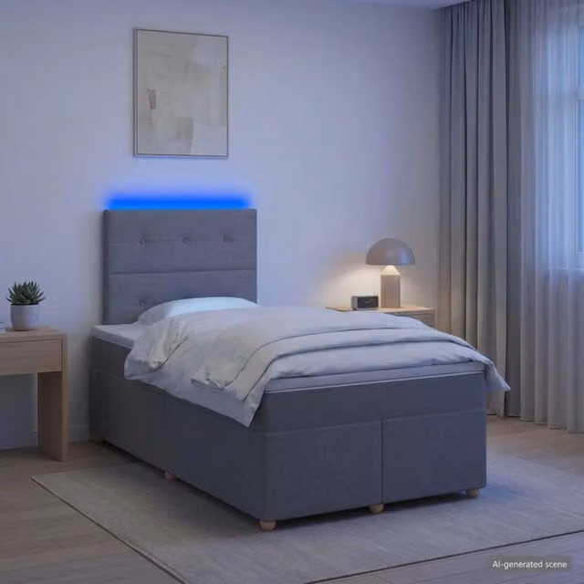 Letto box spring ibrido vidaXL con materasso a molle insacchettate e base contenitore, colore grigio e bianco, L/P/H: 120 x 200 cm – 1