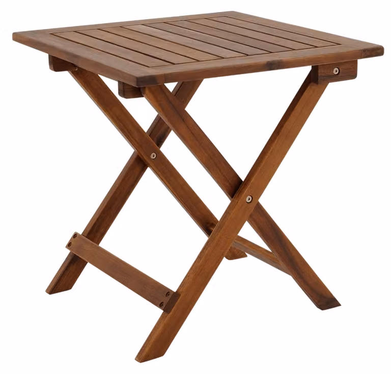 Tavolino da giardino pieghevole in legno di acacia, 46x46 cm, salvaspazio