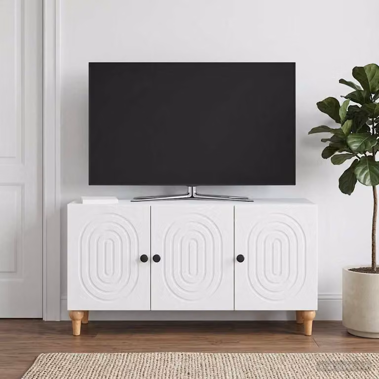 Mobile TV moderno vidaXL Bianco in legno ingegnerizzato L: 99 cm, P: 34,5 cm, H: 50 cm