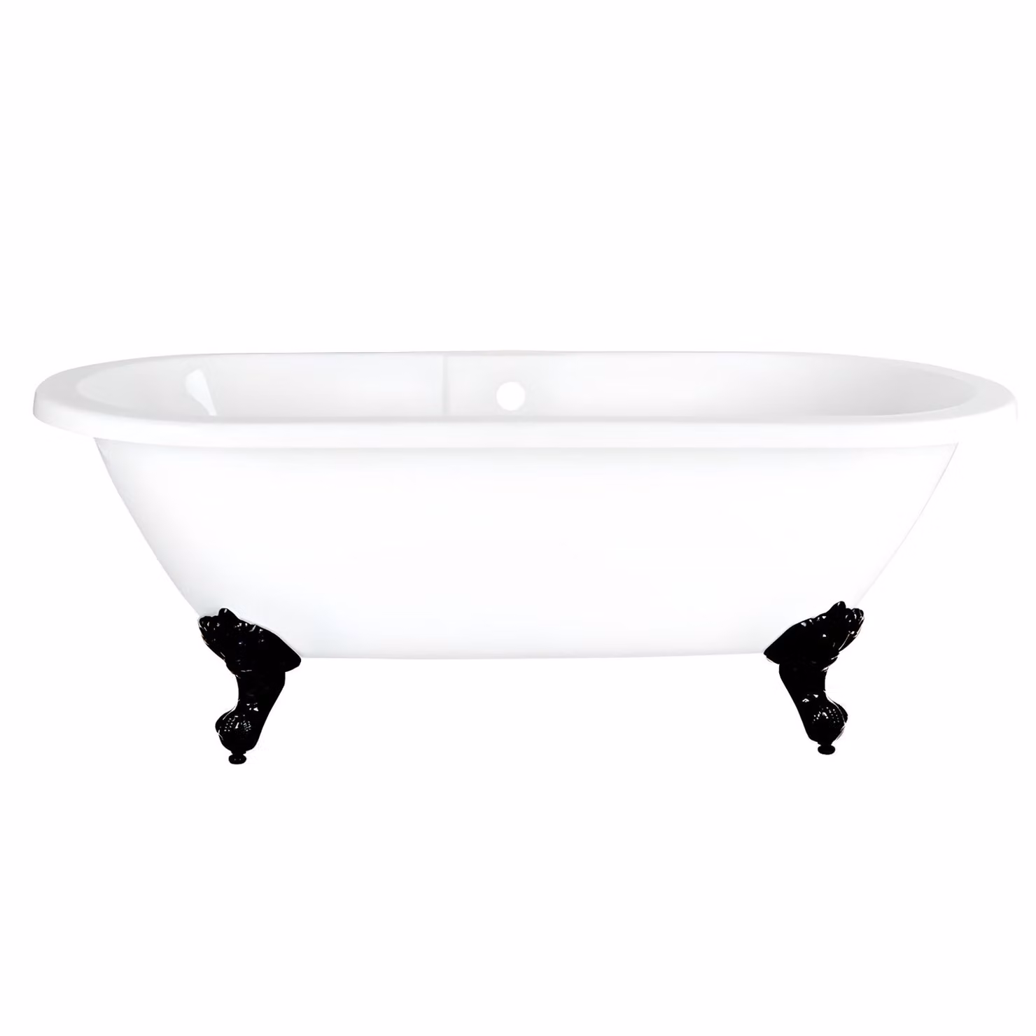 Vasca da Bagno Freestanding a Doppia Estremità con Bordo Arrotondato - 1780 x 825mm con Piedini Tradizionali Neri - Legend