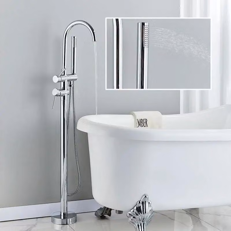 Rubinetto da bagno, doppia maniglia, design contemporaneo, cromo
