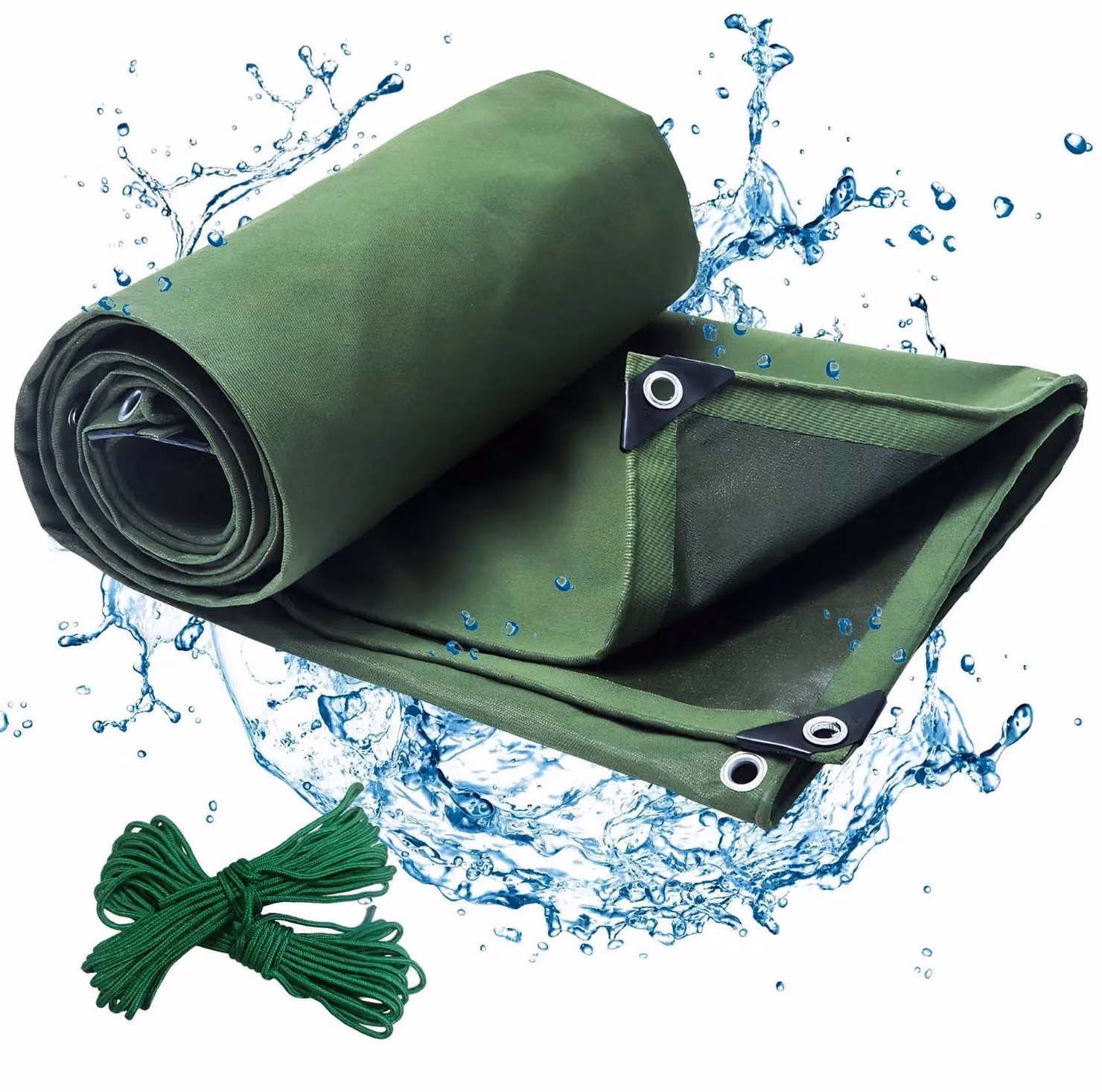 Telone di copertura - 3 x 3 m in tela - Extra pesante 650 g/m² - Impermeabile - Resistente ai raggi UV - Resistente agli strappi - Verde