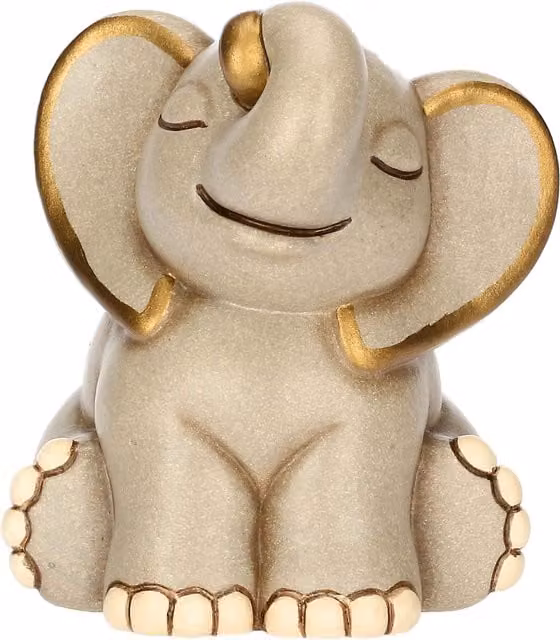 Statuetta Elefante Elly THUN in ceramica grigio e oro per decorazione da tavolo