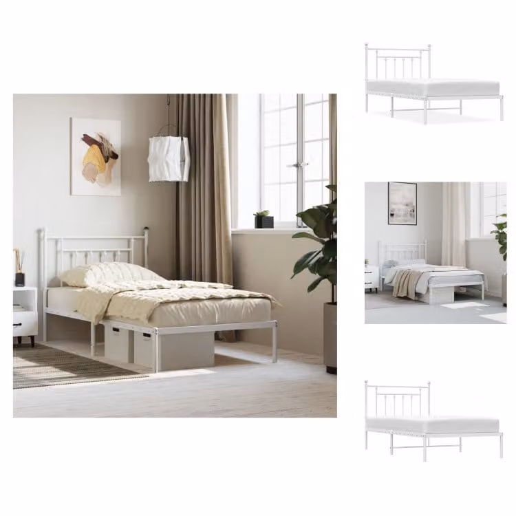 vidaXL Giroletto con testata in metallo bianco 100x190 cm - Letti & reti