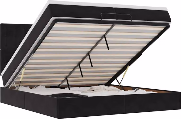 vidaXL Letto ottomano con materassi nero 200x200 cm in velluto