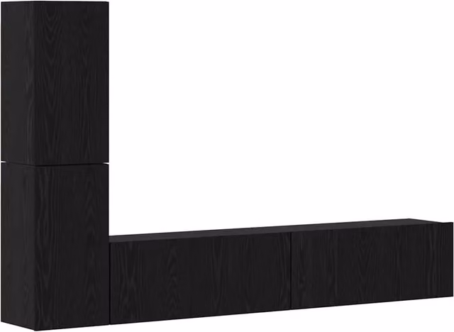 Mobile TV da Parete 2 pz | Armadietto TV | Mobile Porta TV Rovere Nero Legno multistrato