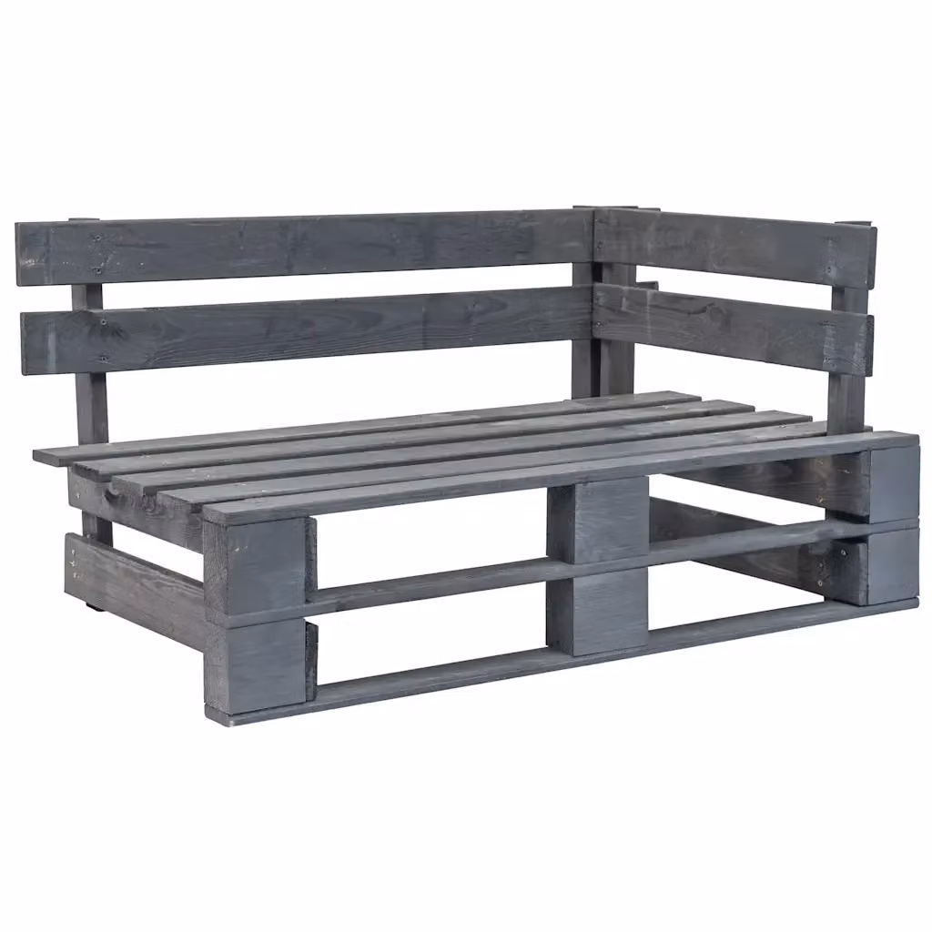 Divano Angolare da Giardino in Legno di Pino Trattato con Cuscini Grigio e Beige – 2