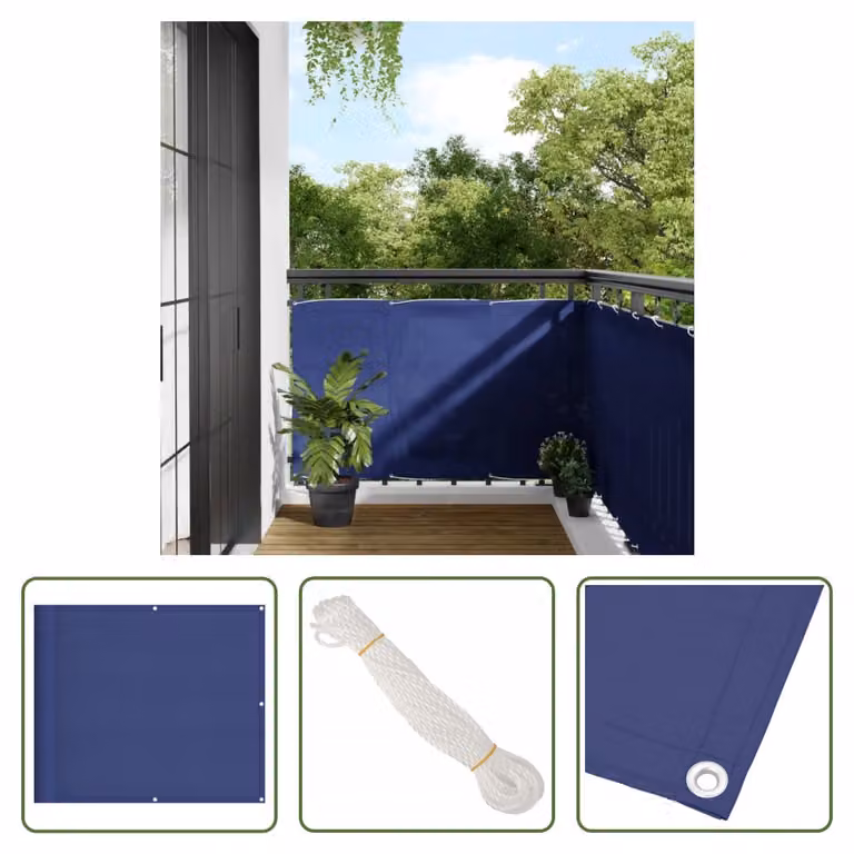 The Living Store Paravento per balconi Blu 90x1000 cm 100 % Poliestere-Oxford