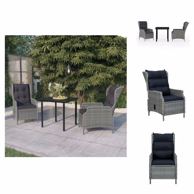 vidaXL Set da pranzo da giardino 3 pezzi grigio chiaro - Set di mobili da giardino